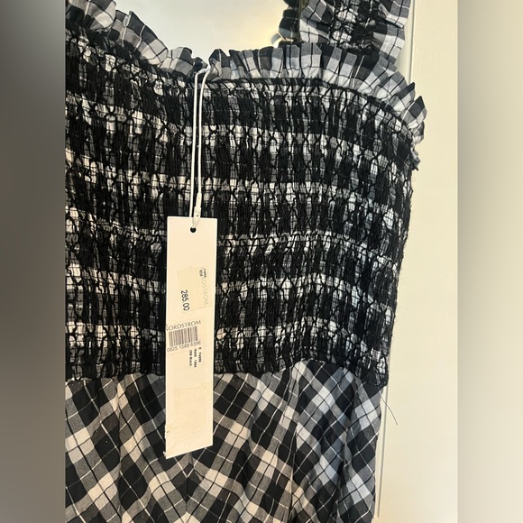 NWT Ganni smocked bodice gingham seersucker dress - Picture 3 of 7